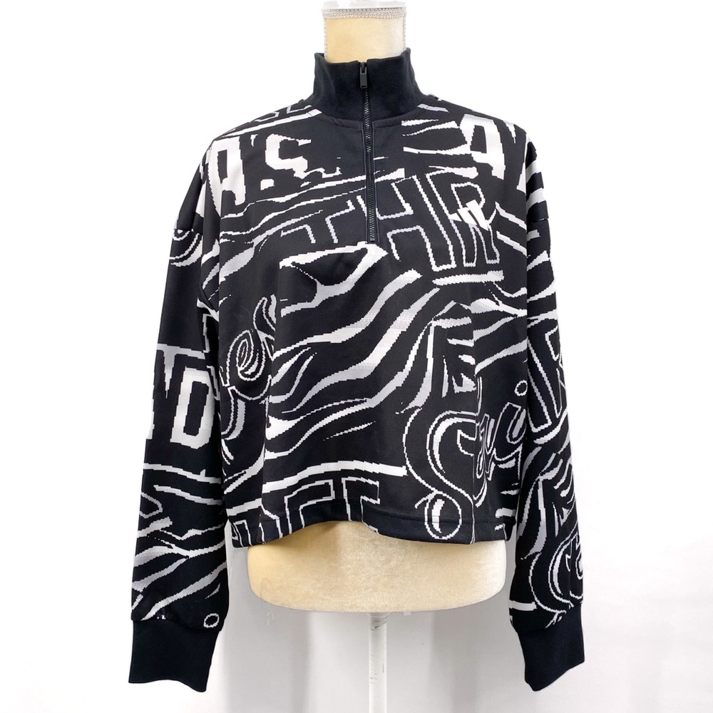 ADIDAS Women’s Halfzip Graphic Sweatshirt Black Size XL